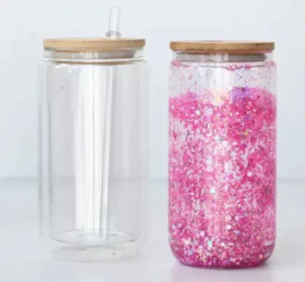 16oz Snowglobe Glass Can