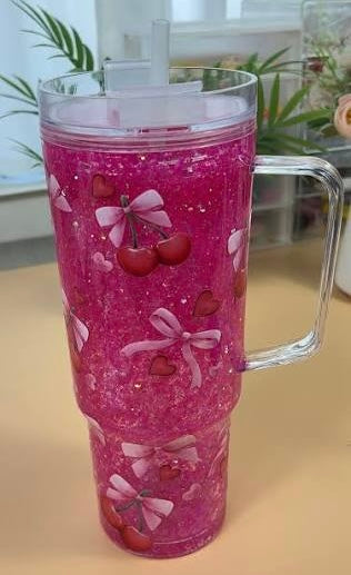 40oz Acrylic Snowglobe Tumbler with Handle & UVDTF